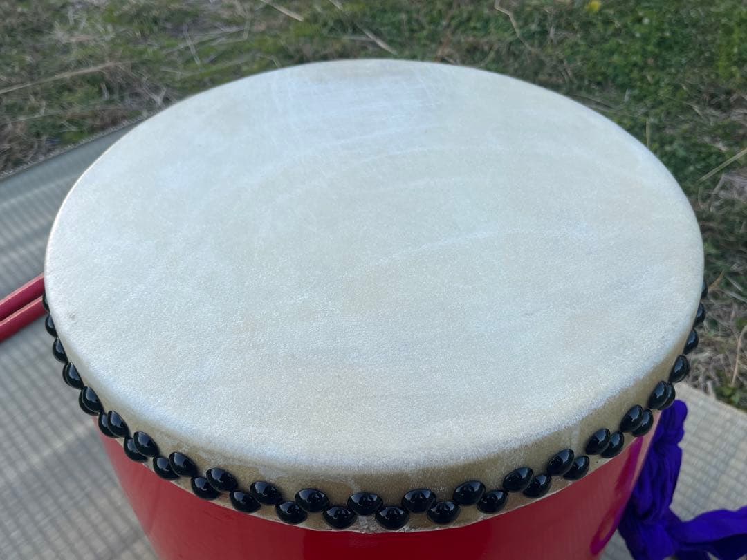 エイサー太鼓 大太鼓 本皮張り 40cm ケース付き 中古美品