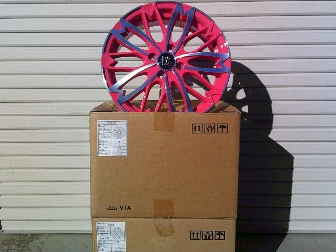 送料込☆和道5分咲き☆16×5J＋45 100/4H☆軽自動車・カスタム軽