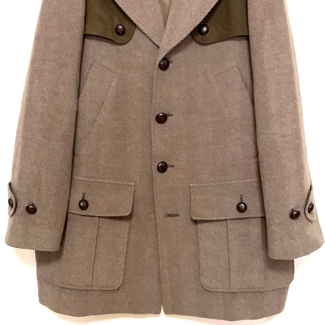 専用　80s Daks 高級ウール ヘリンボーン ハーフコート レトロ ゆるダボ