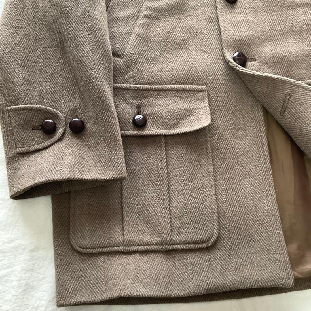 専用　80s Daks 高級ウール ヘリンボーン ハーフコート レトロ ゆるダボ