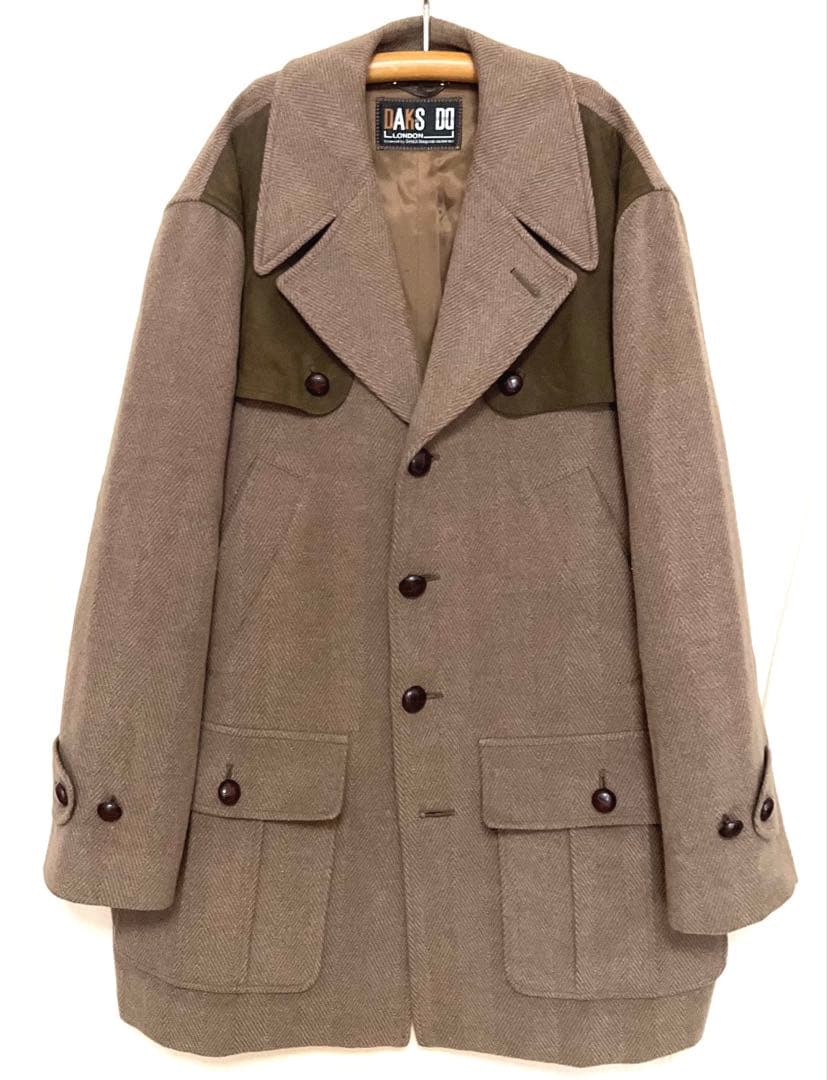 専用　80s Daks 高級ウール ヘリンボーン ハーフコート レトロ ゆるダボ
