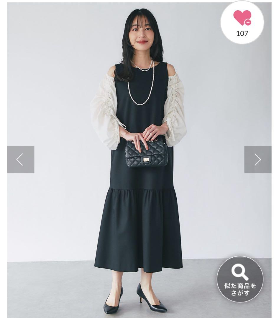 ラブティックボンボン　 シアードッキングドロストスリーブワンピース　 ブラック