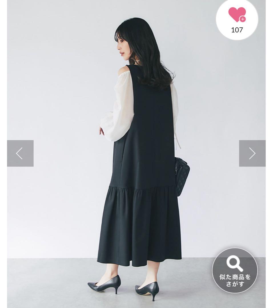 ラブティックボンボン　 シアードッキングドロストスリーブワンピース　 ブラック