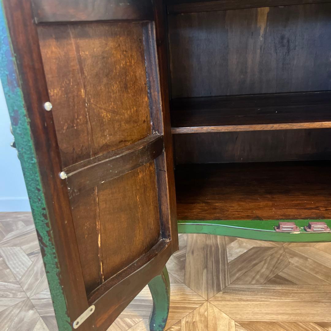 緑の木製サイドテーブル　アンティーク