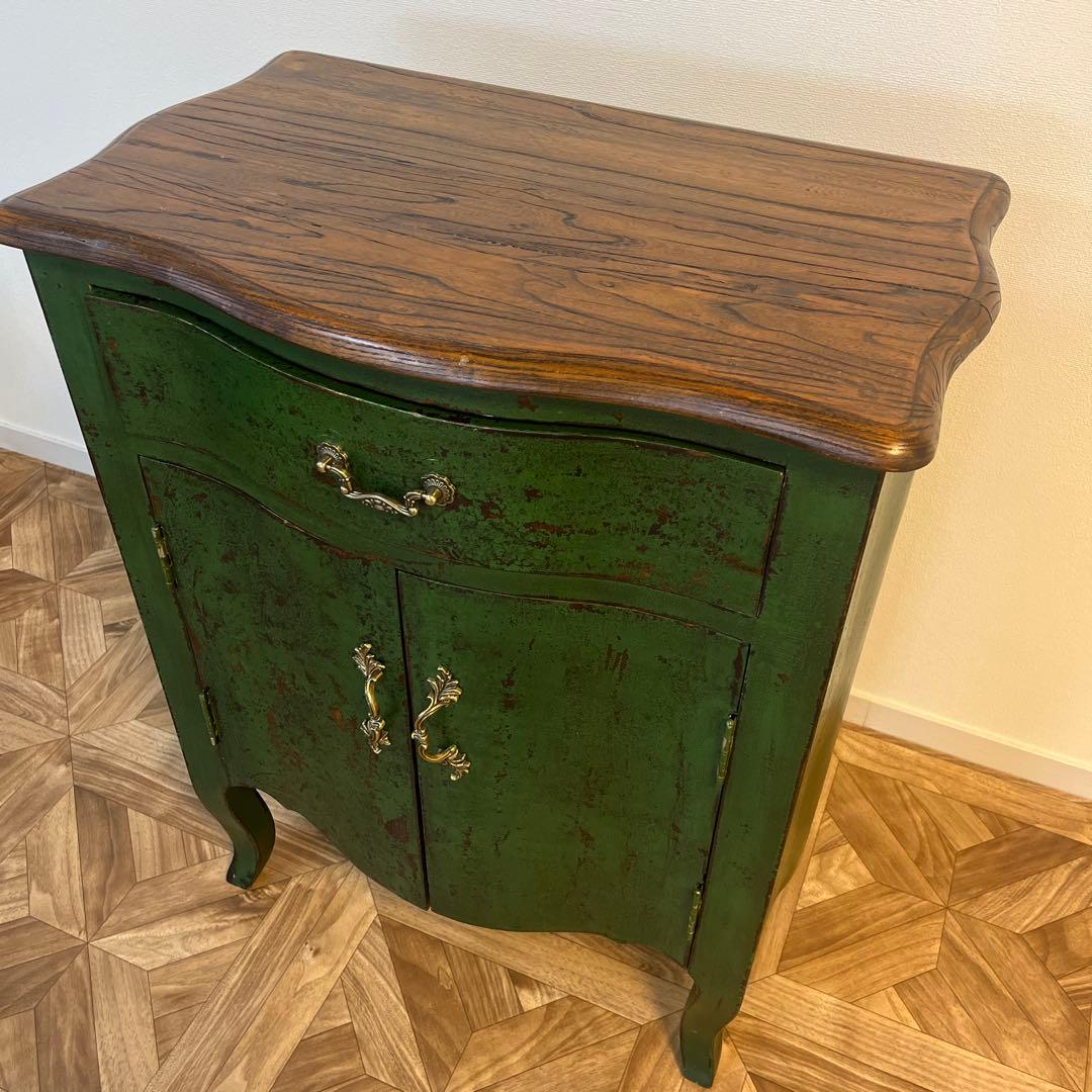 緑の木製サイドテーブル　アンティーク