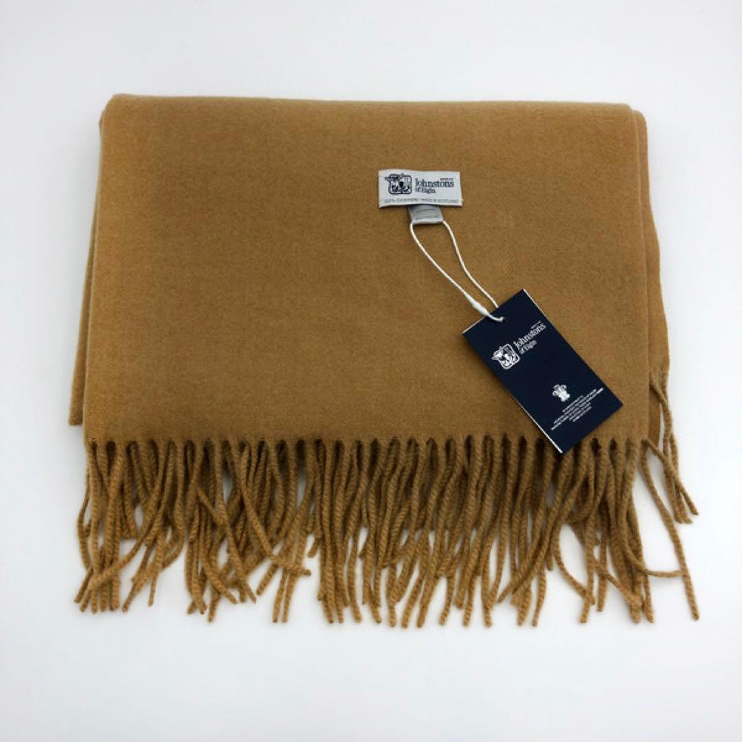 ジョンストンズ　大判　マフラー　スカーフ　キャメル