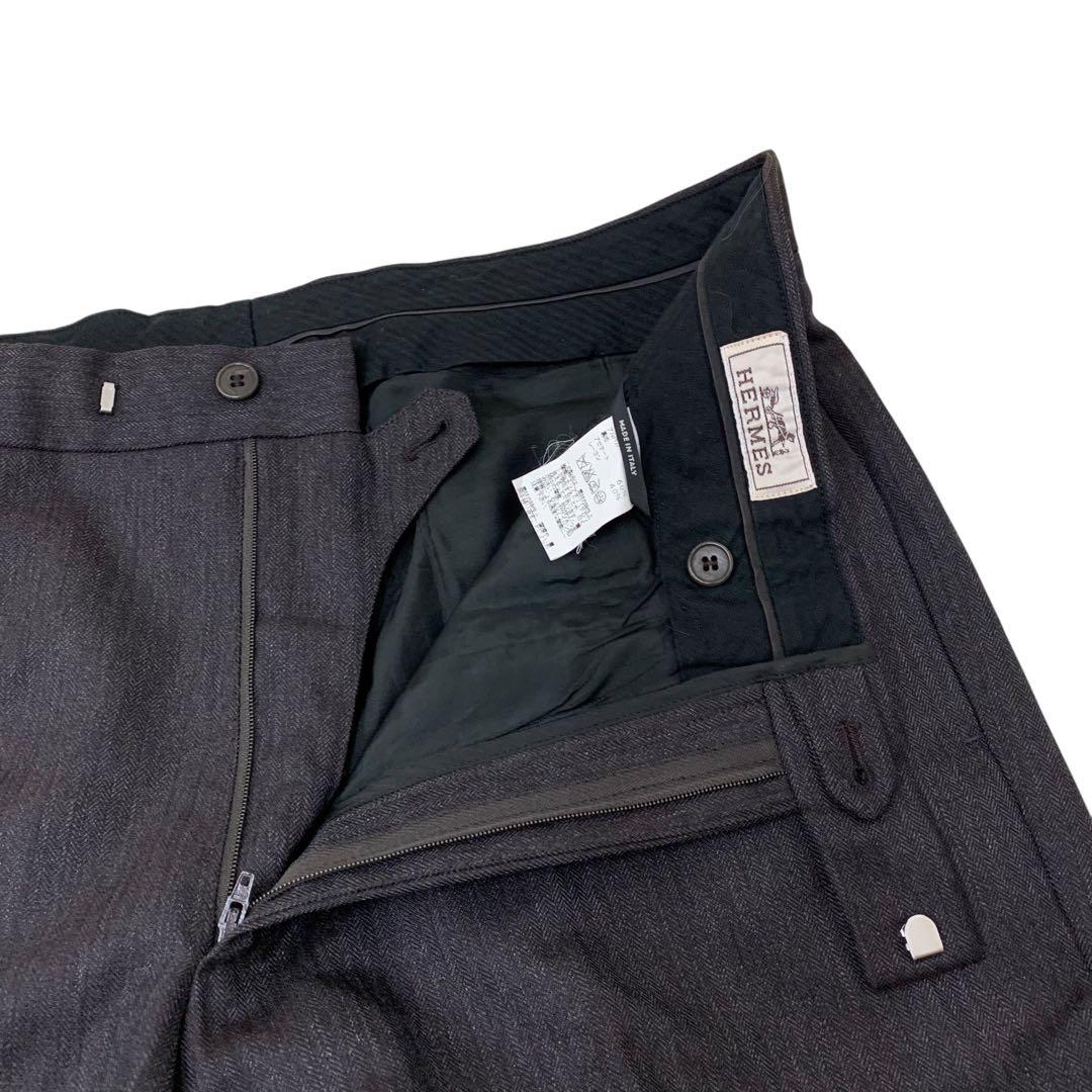 C397-8 イタリア製 HERMES エルメス アルパカ モヘア混 スラックス