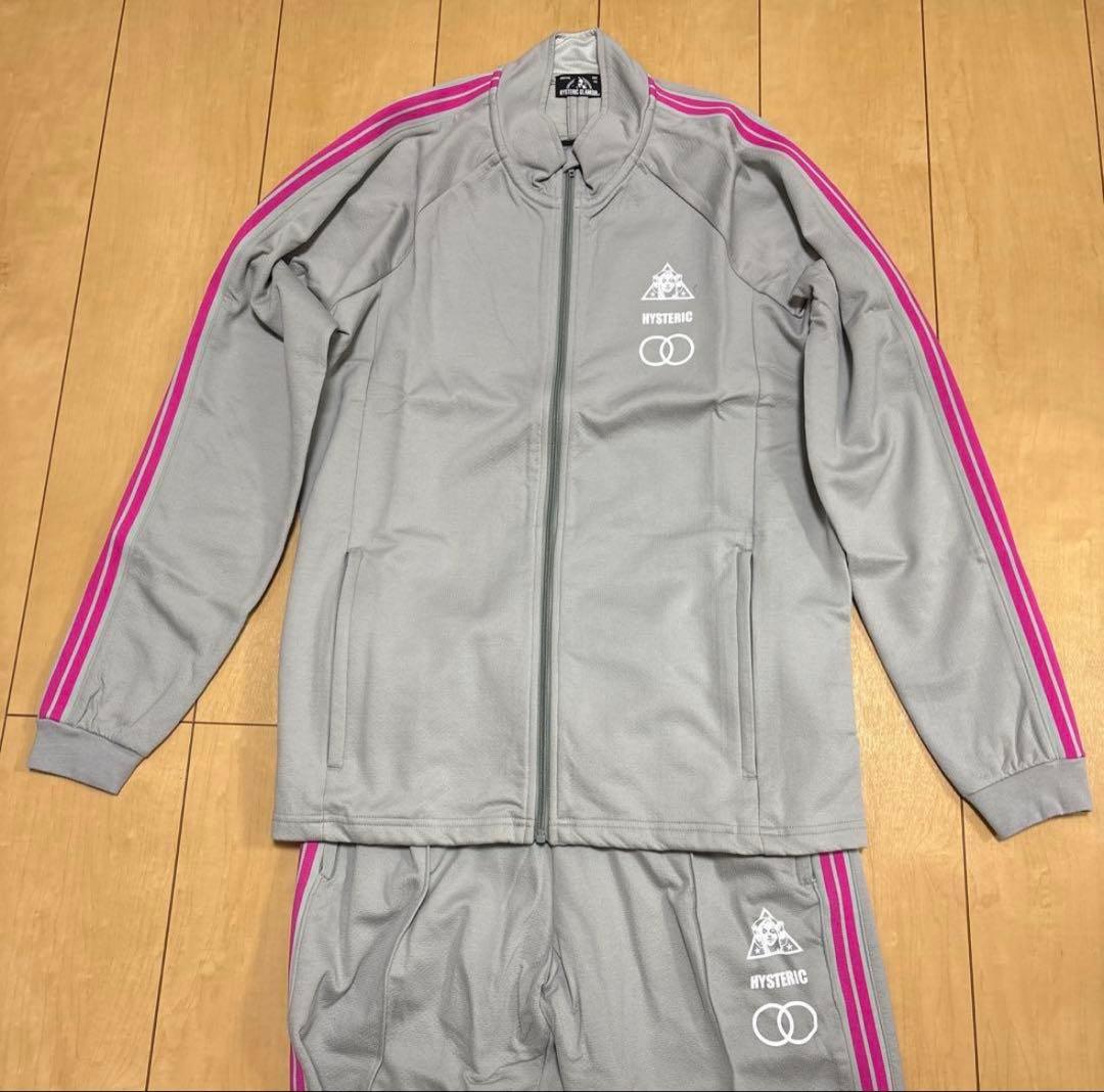 【新品】HYSTERIC GLAMOURメンズ　ジャージ上下　グレー×ピンク　M