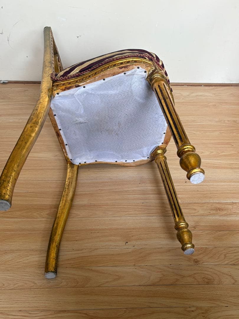 アンティークチェア　サロンチェア　ダイニングチェア　ゴールド　当時物　ヨーロッパ