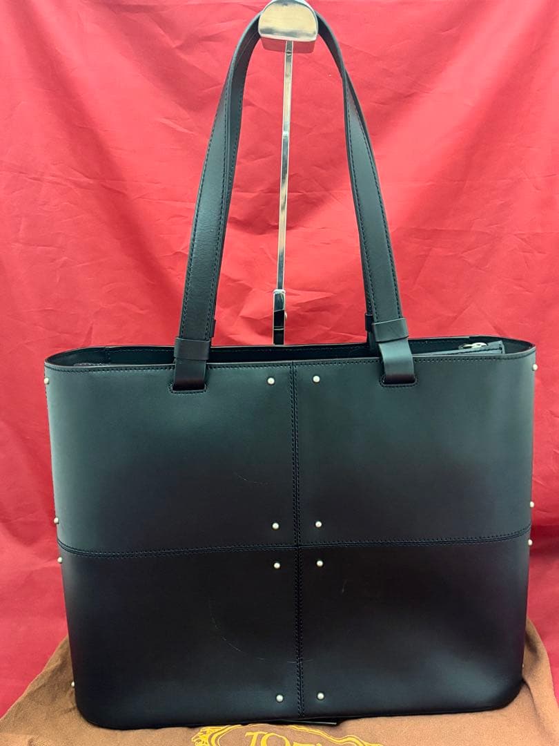 TOD'S☆ブラックレザー ビジネストートバッグ