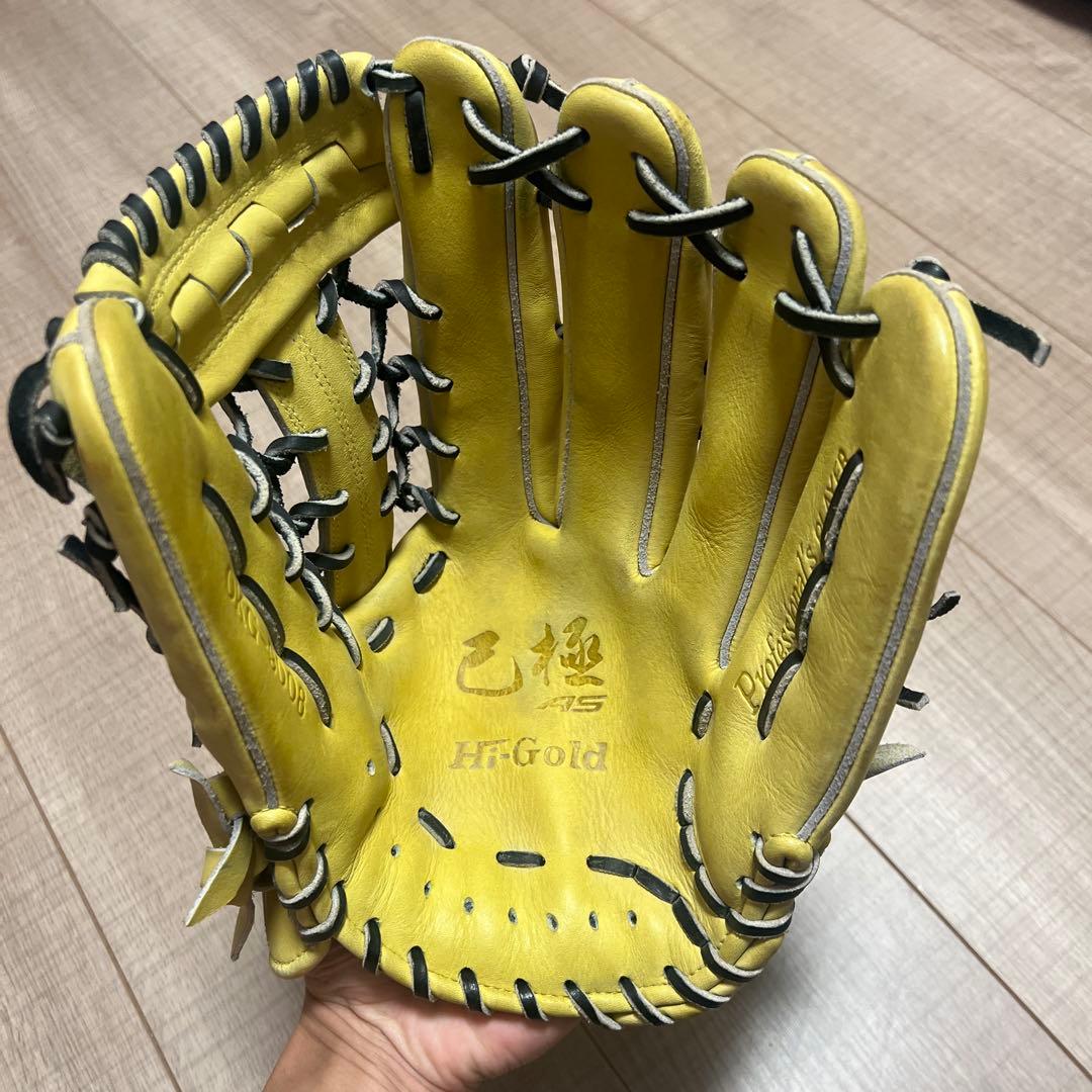 ハイゴールド 軟式グローブ 右投げ用 イエロー