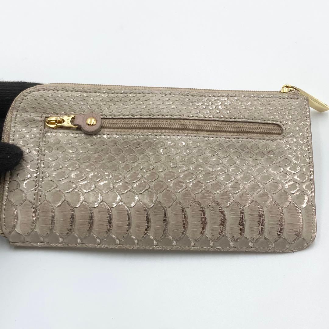 未使用級　アタオ　長財布　スリモ　パイソン　箔　レザー　ロゼ