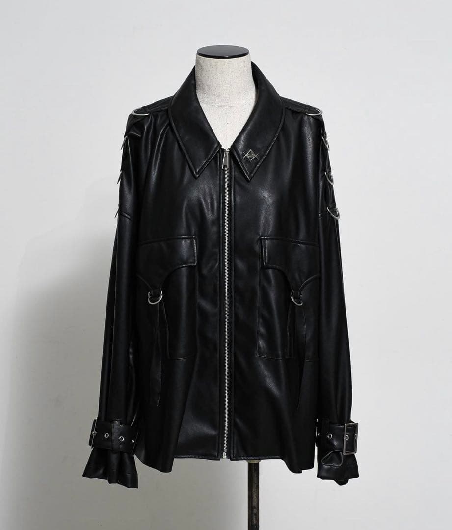 【REFLEM】synthetic leather blouson