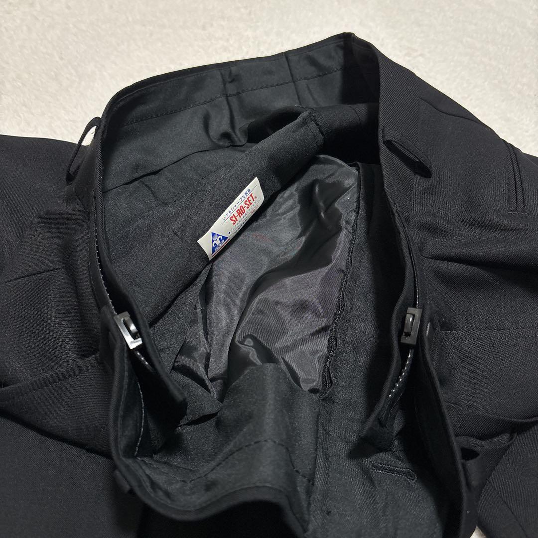 希少　ブラックスーツ　セットアップ　アジャスター付き　冠婚葬祭　ダブルブレスト