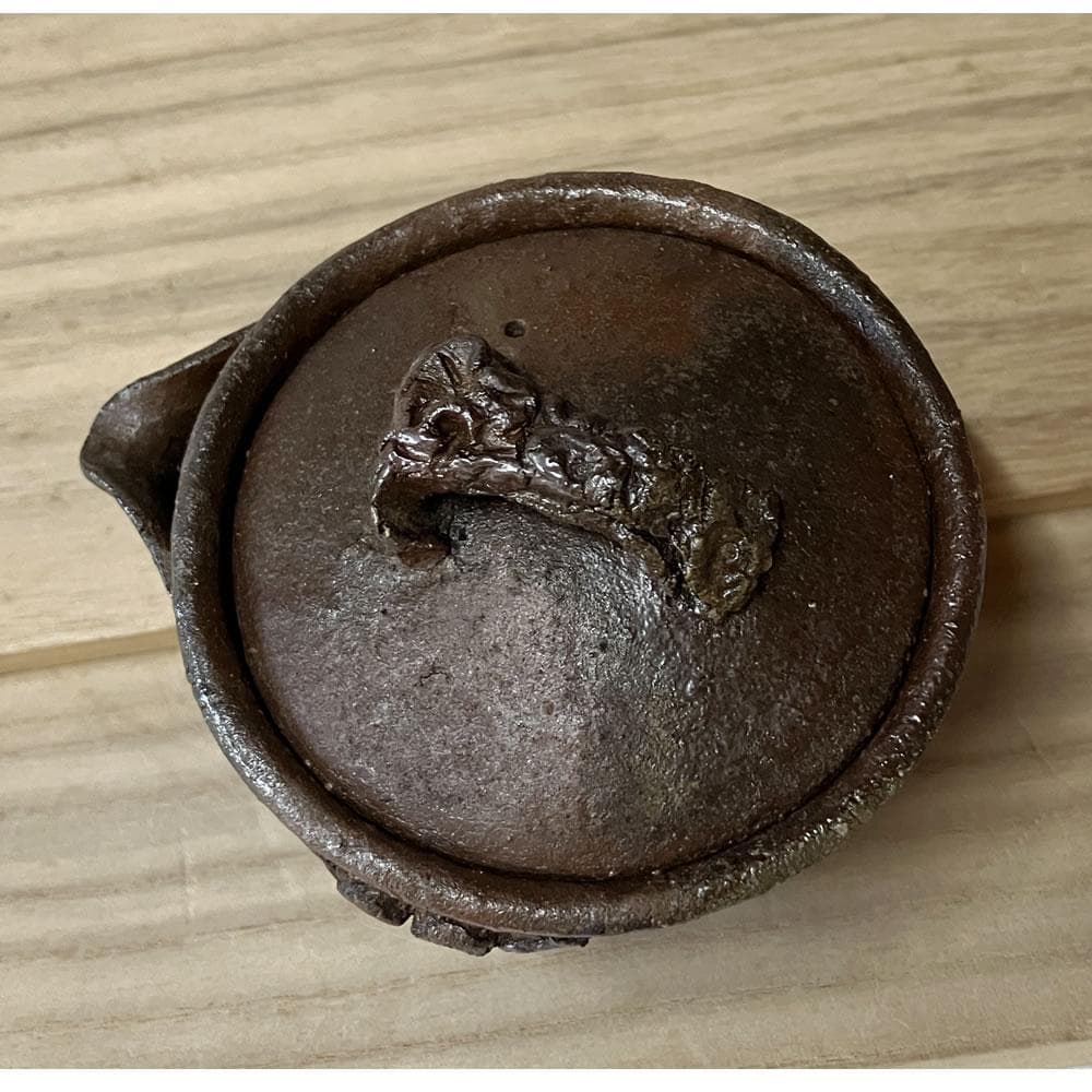 y043 森風来 備前焼 宝瓶 霊芝摘み 合わせ箱 急須 茶道具