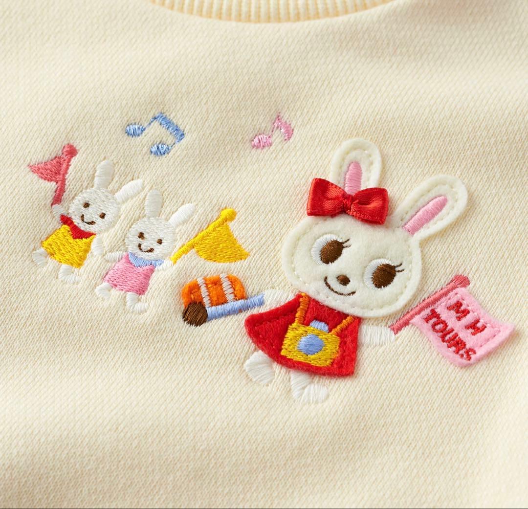 ウサギ刺繍トレーナー クリーム色　ミキハウス