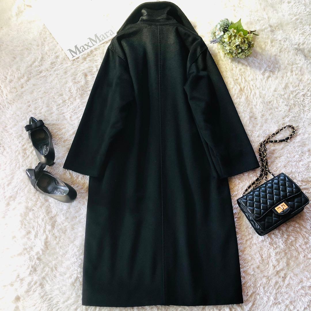 極美品✨マックスマーラ ロングコート カシミヤ100% 女優襟 ブラック 40