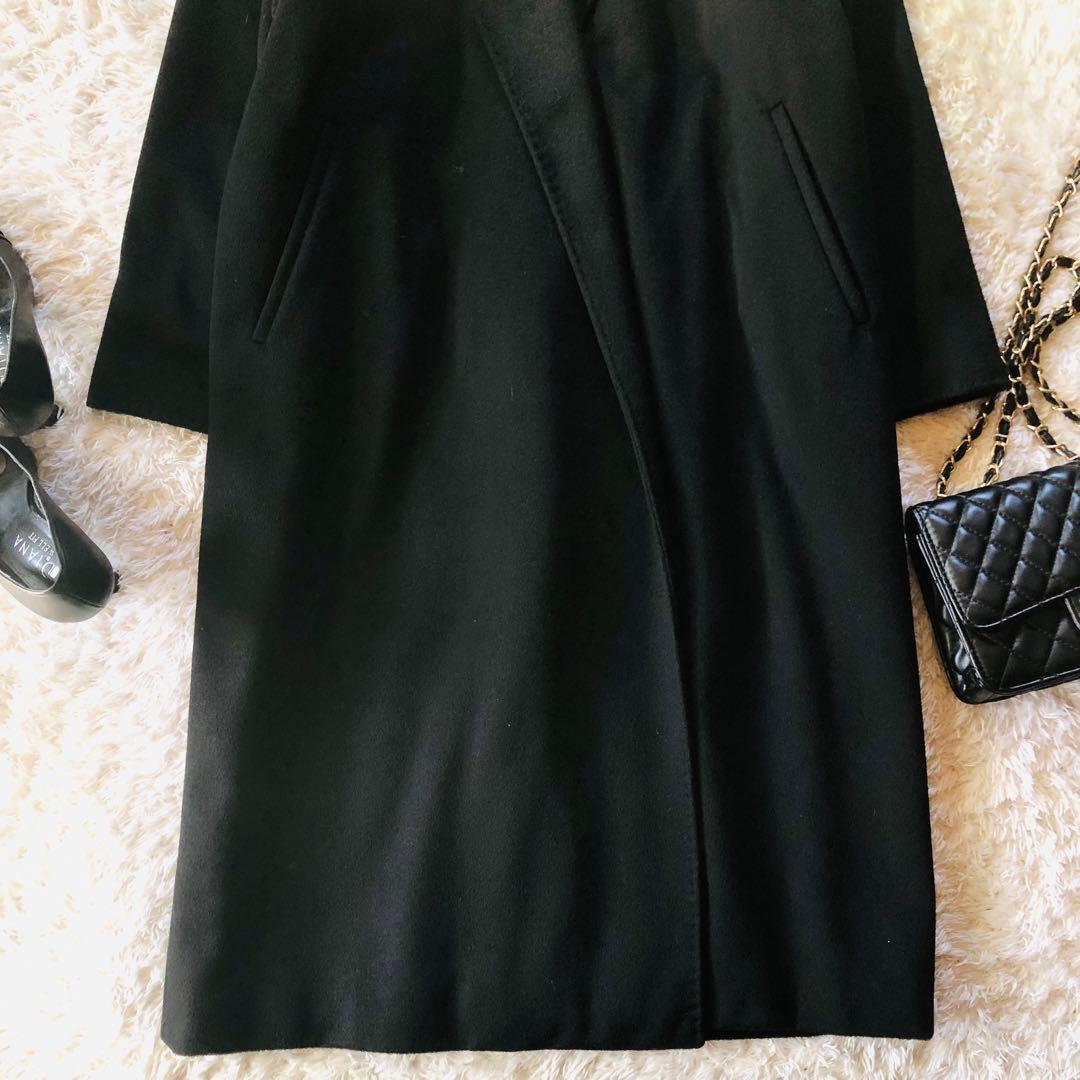 極美品✨マックスマーラ ロングコート カシミヤ100% 女優襟 ブラック 40