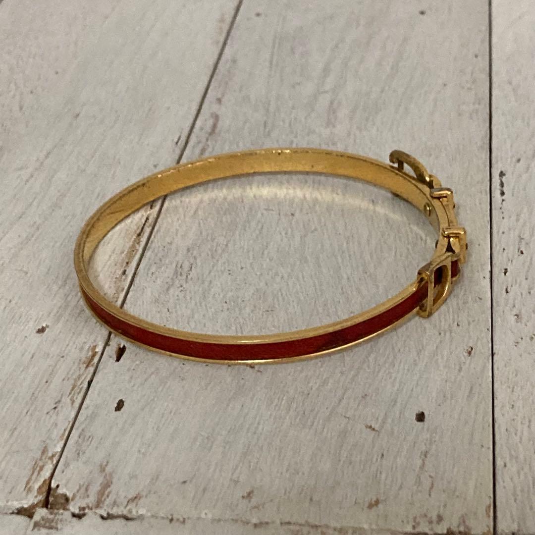 HERMES エルメス バングル レッドレザー× ゴールドカラー