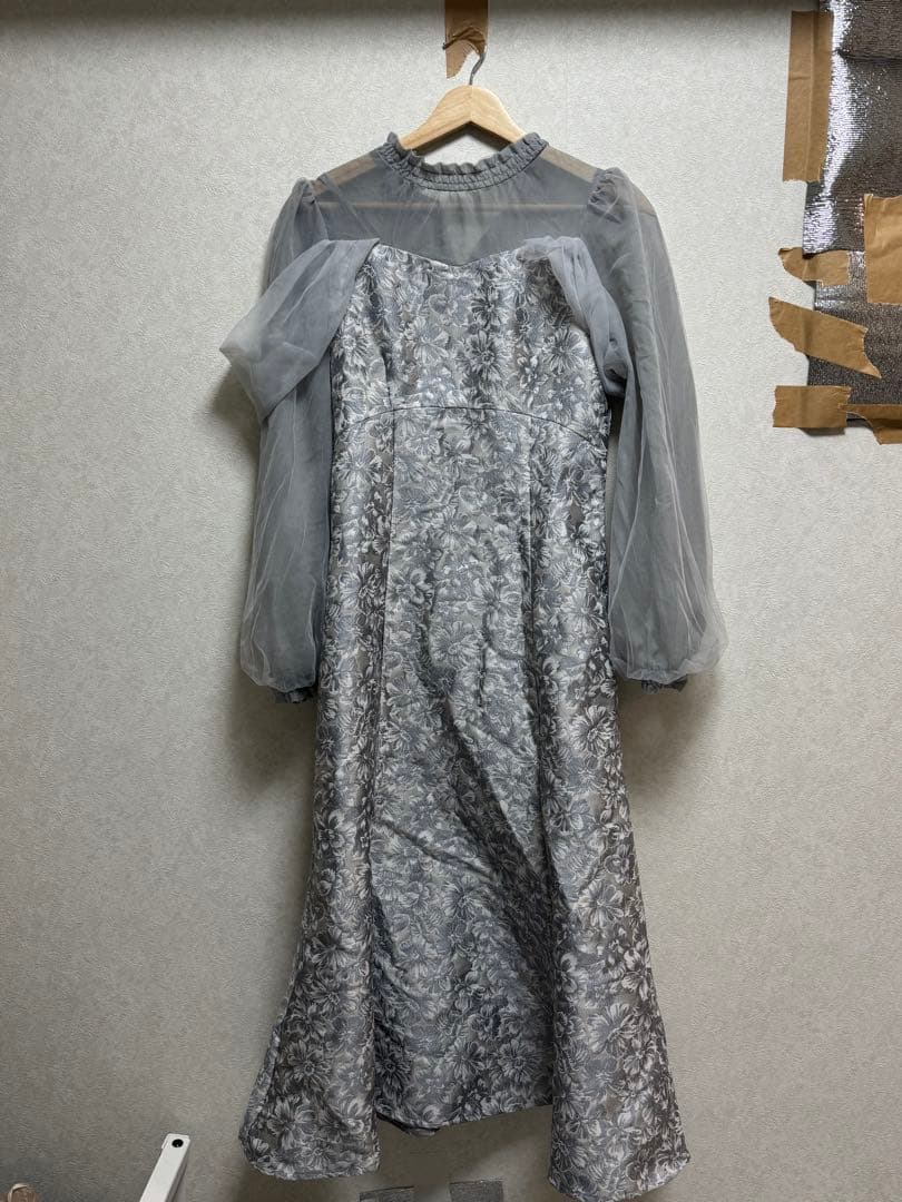 【試着のみ】dazzlin シアーベールジャガードワンピース オフホワイト M