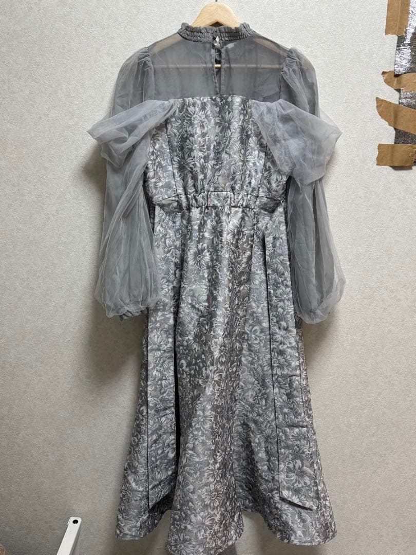 【試着のみ】dazzlin シアーベールジャガードワンピース オフホワイト M