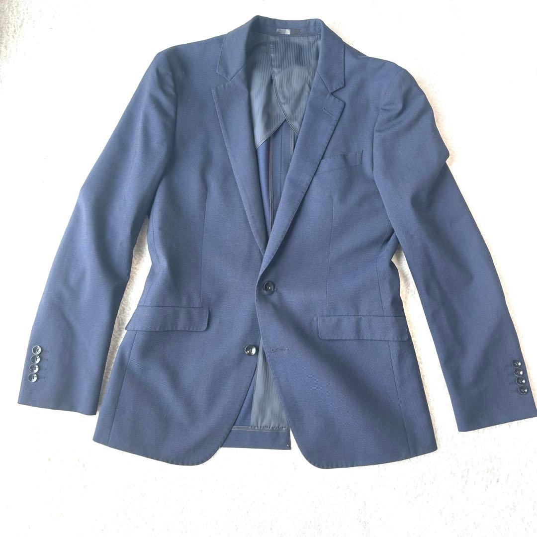 スーツセレクト スリーピース ネイビー ウール混合 スーツ 2つボタン スーツ