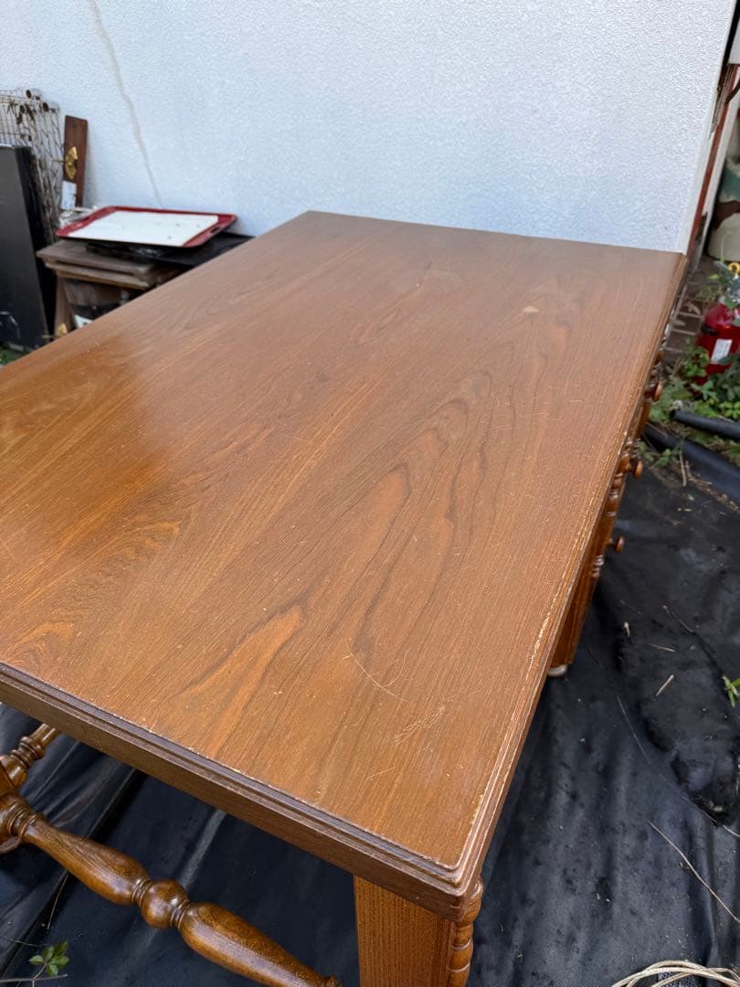 引き取り限定！埼玉　アンティーク調 木製書斎机 クラシックデスク オーク風