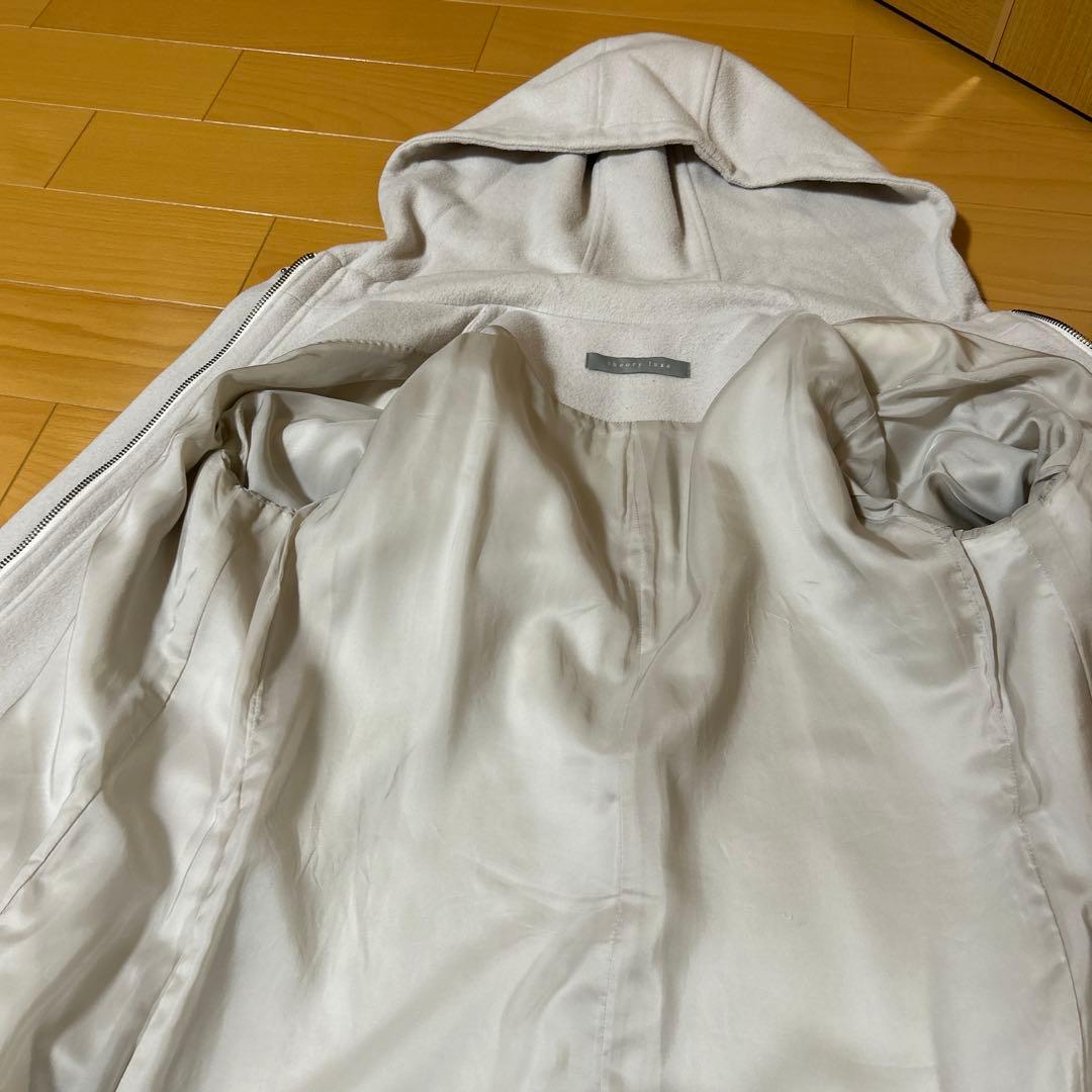 【ほっちゃん】theory luxe フード付きロングコート アイボリー