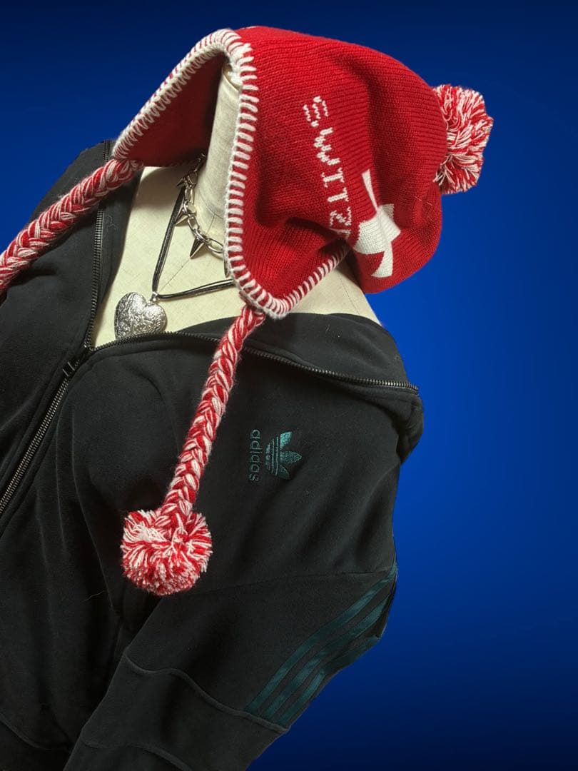 レア✴︎adidasトレフォイル刺繍Wジップ　ターコイズy2kグランジ平成ギャル