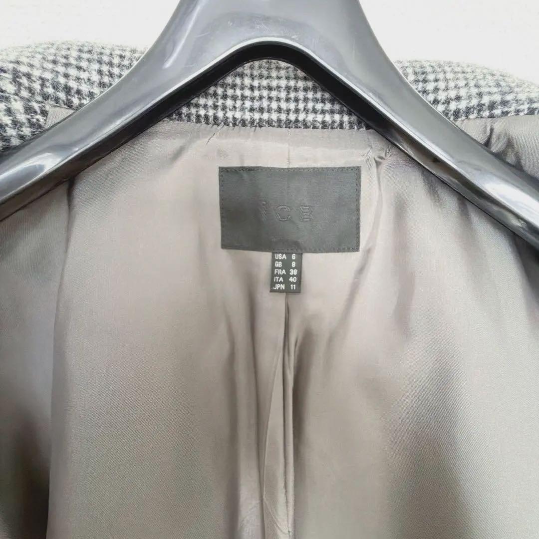 ★美品★ICB チェック チェスターコート グレージュ 11号