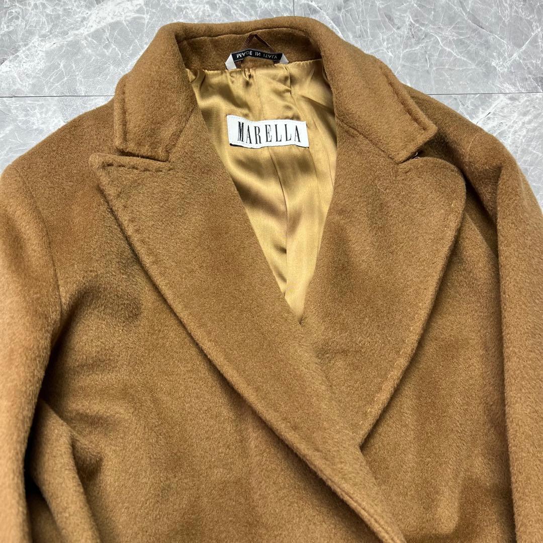 美品♡マックスマーラ　カシミヤ　ベルテッドコート　ロング　女優襟　キャメル　L