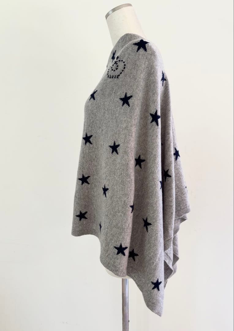 クイーンアンドベル　スター柄　カシミアニットポンチョ