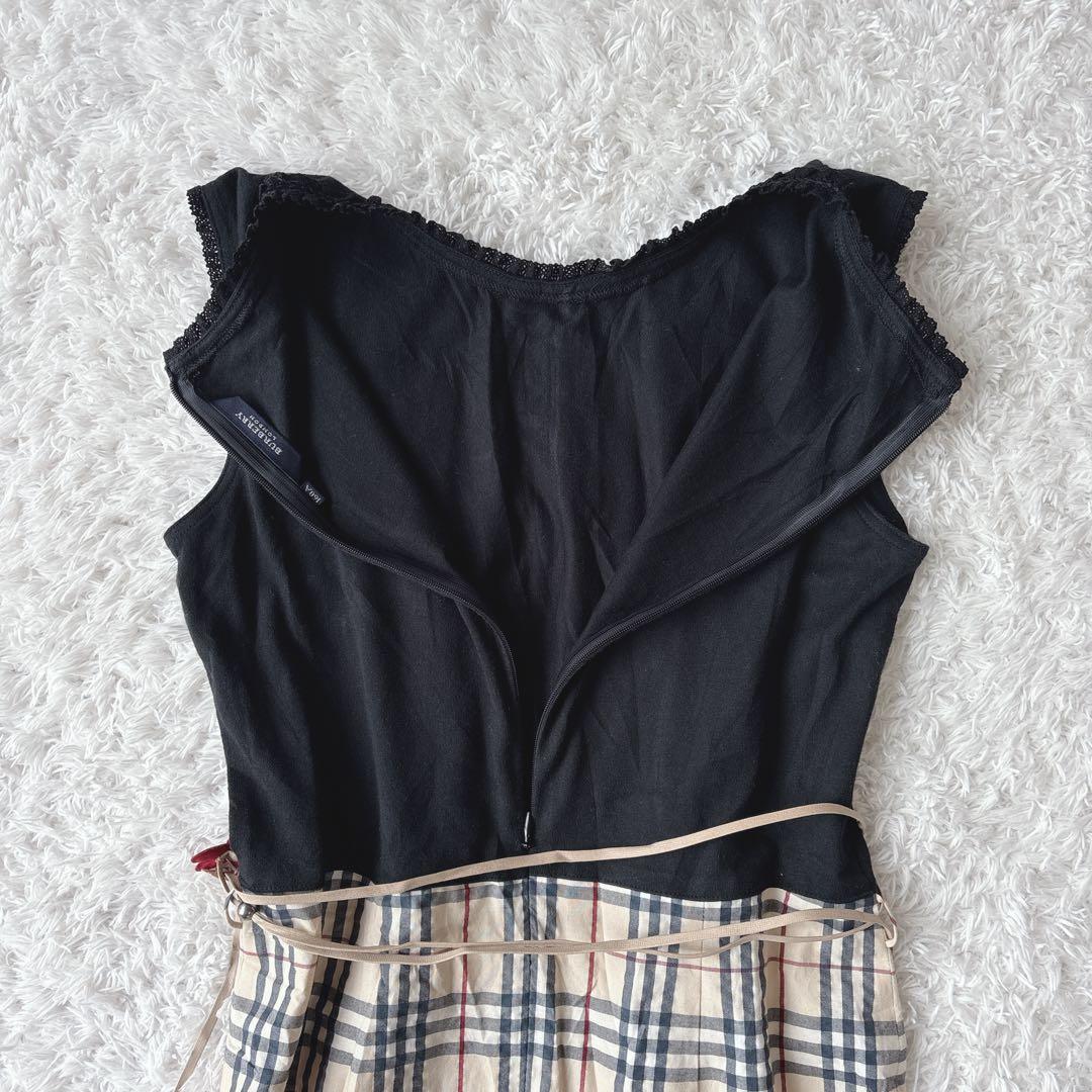 バーバリー ワンピース キッズ用 160 ノバチェック フリル アシンメトリ 花