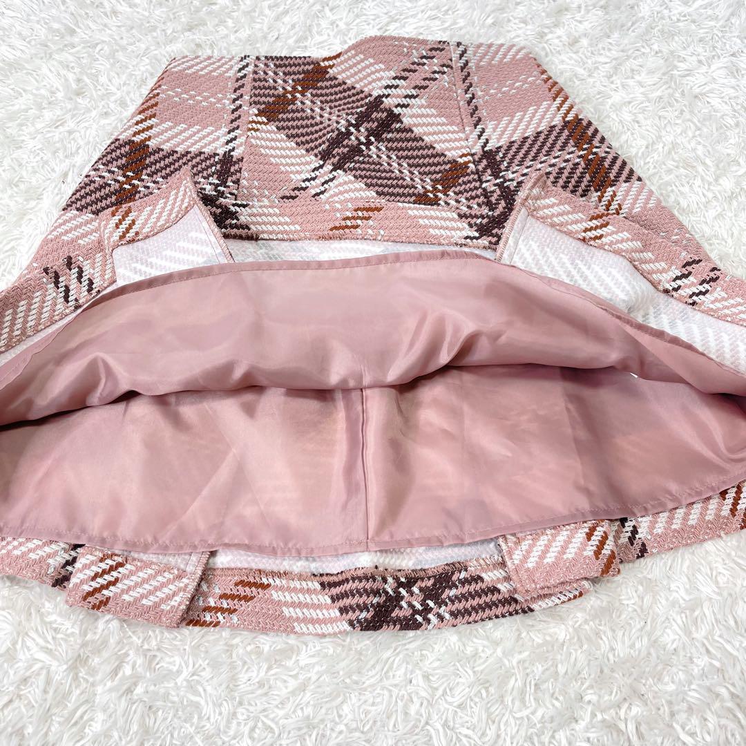美品✨SNIDEL 2024 ロービングチェックミニスカート　PNK Mサイズ