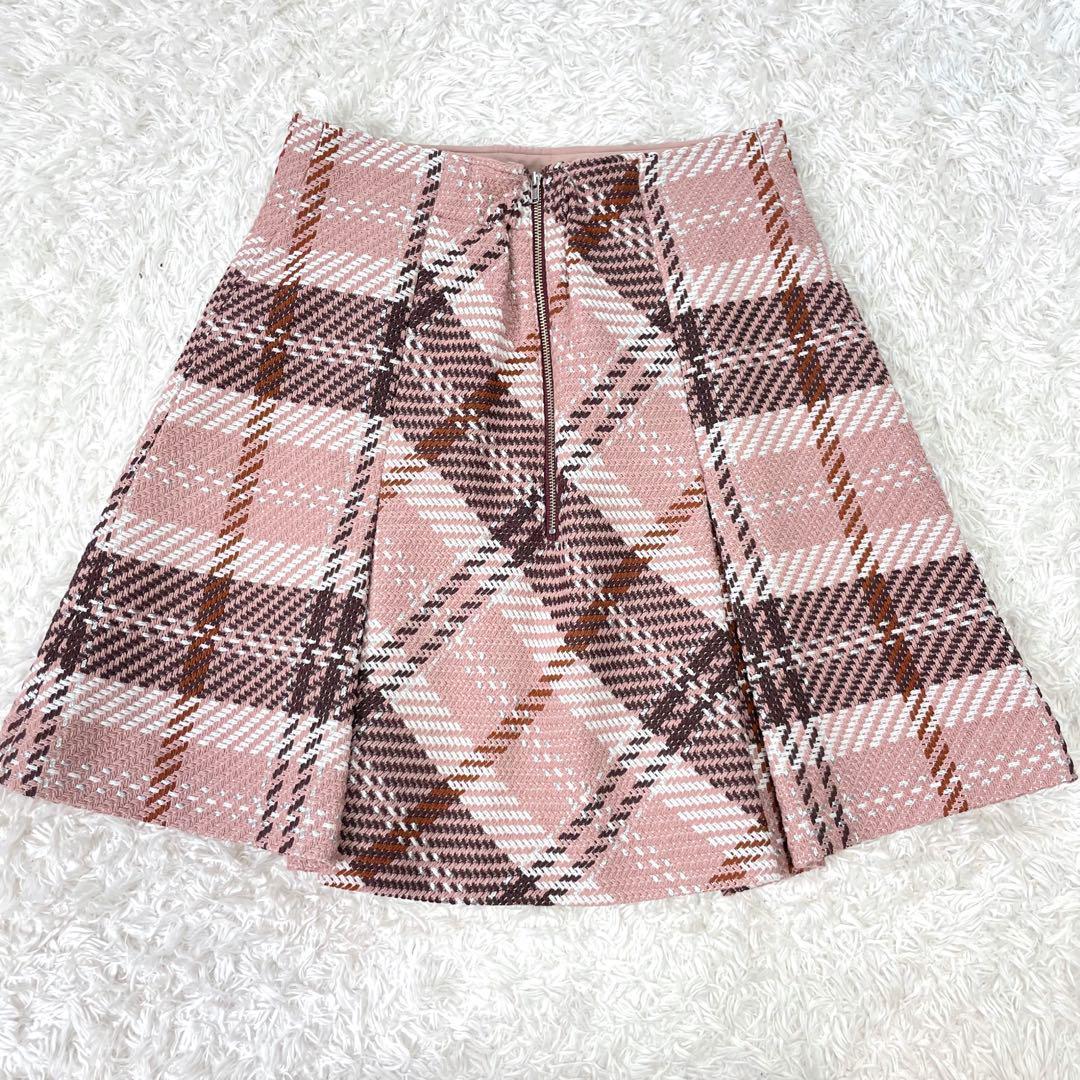 美品✨SNIDEL 2024 ロービングチェックミニスカート　PNK Mサイズ