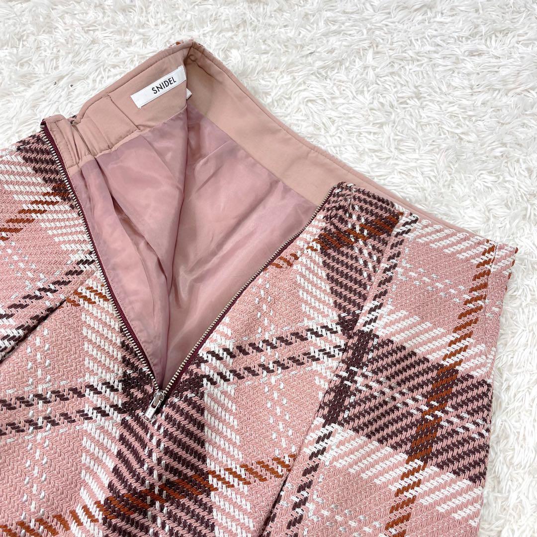 美品✨SNIDEL 2024 ロービングチェックミニスカート　PNK Mサイズ