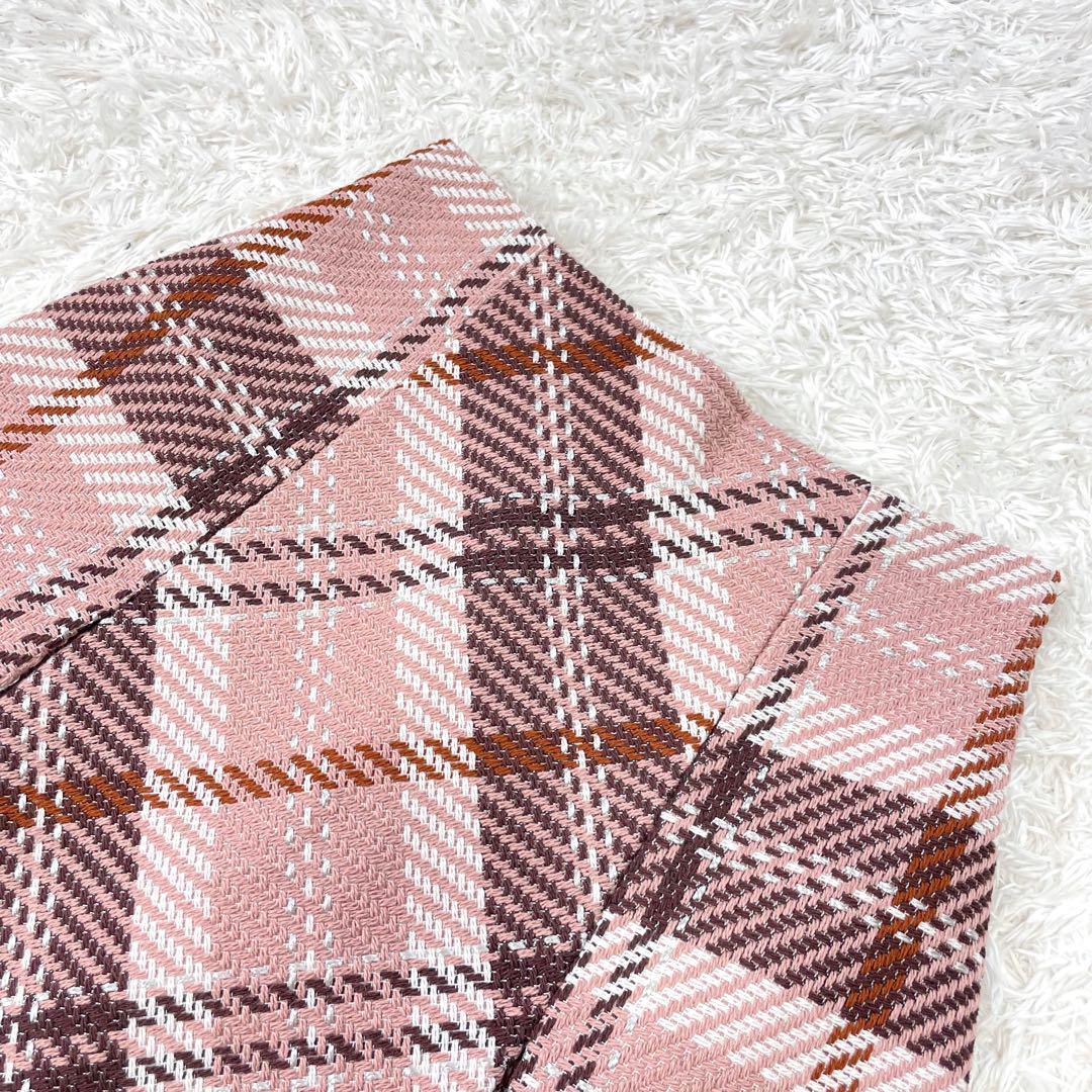 美品✨SNIDEL 2024 ロービングチェックミニスカート　PNK Mサイズ