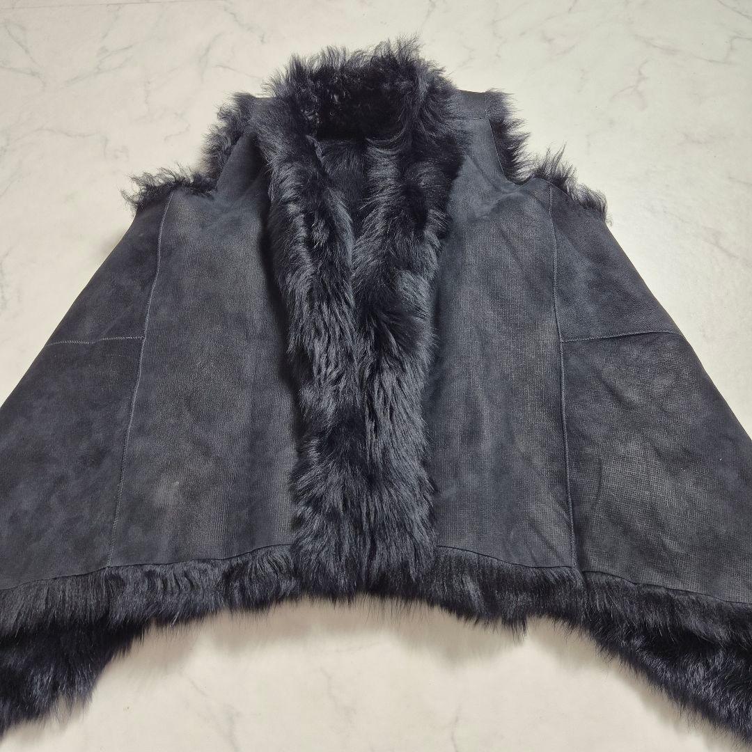 【美品】カールドノヒュー 毛皮 ムートンベスト 黒 S