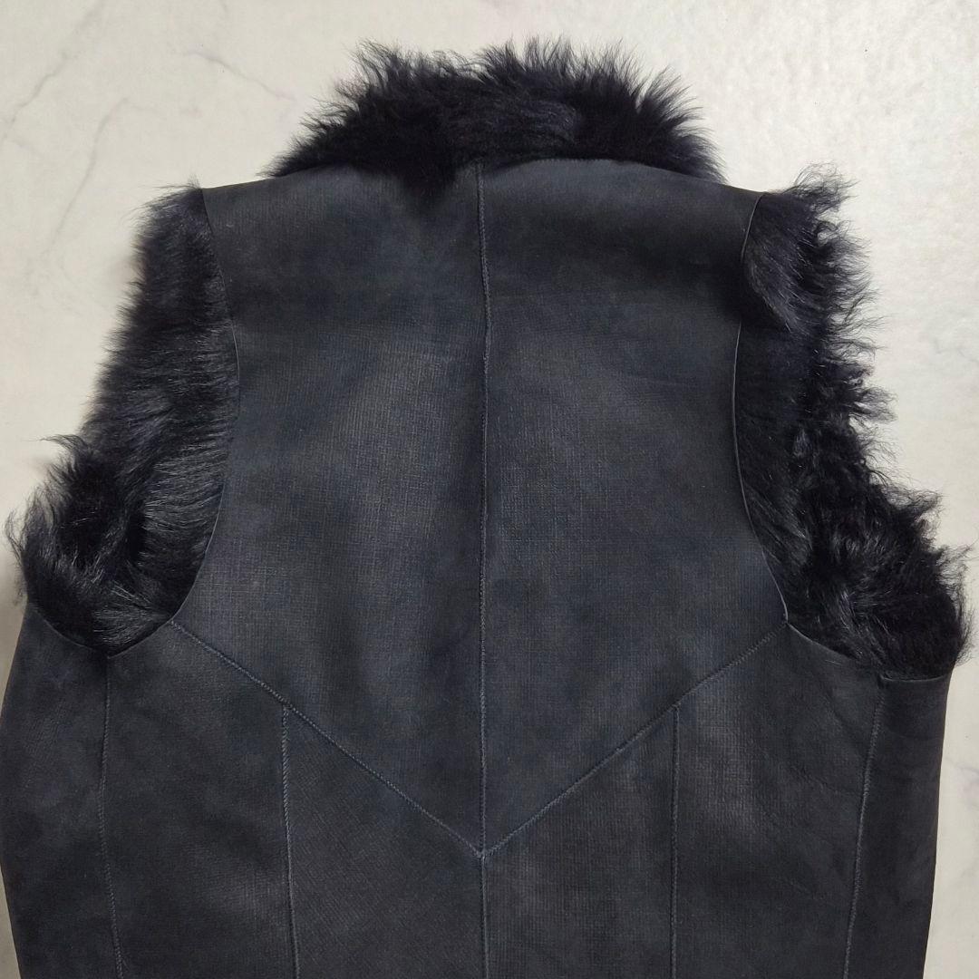 【美品】カールドノヒュー 毛皮 ムートンベスト 黒 S