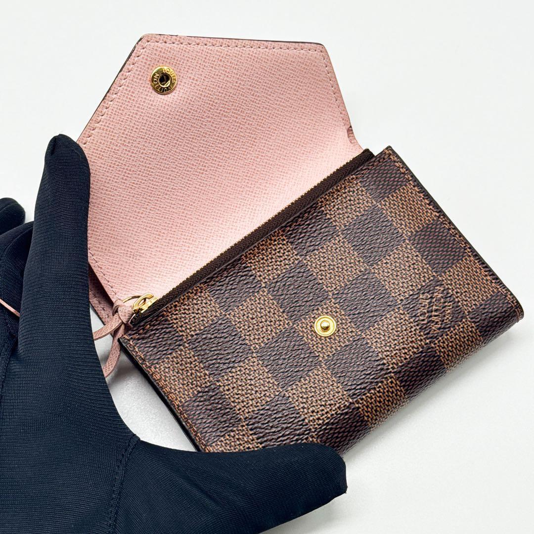 ルイヴィトン ダミエ ポルトフォイユ ヴィクトリーヌ 二つ折り 財布 ピンク