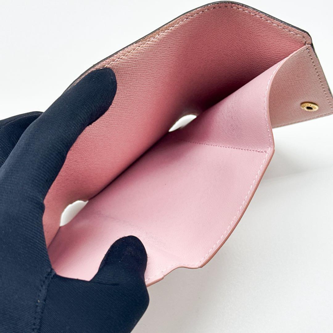 ルイヴィトン ダミエ ポルトフォイユ ヴィクトリーヌ 二つ折り 財布 ピンク