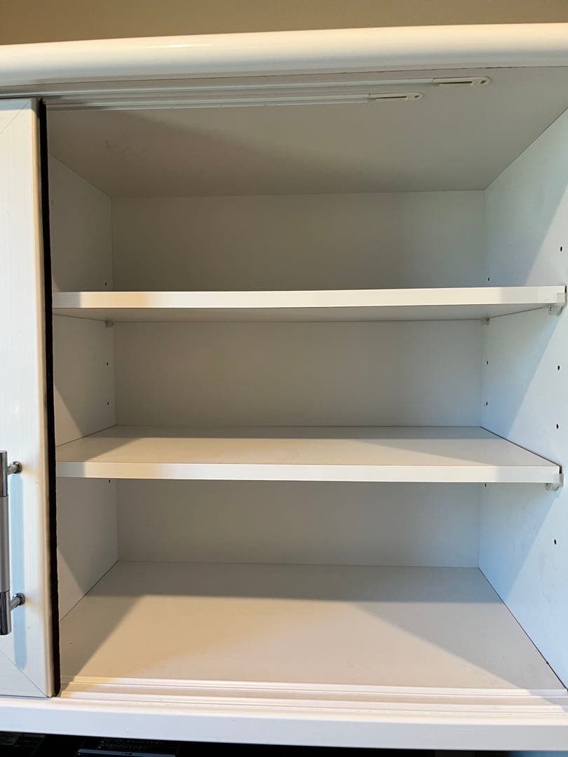 ホワイト 食器棚 ガラス扉付き 3段