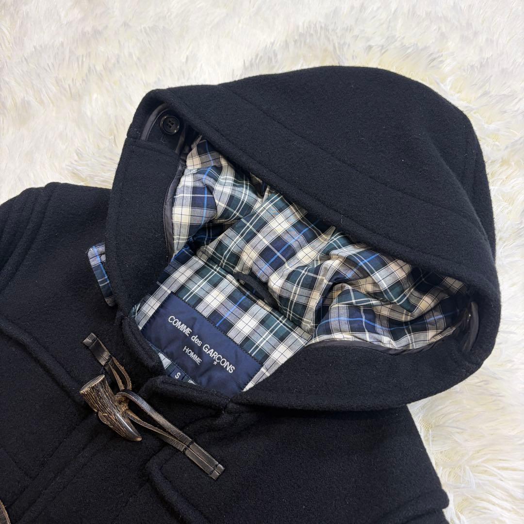 【美品】コムデギャルソンオム AD2009 ダッフルコート 裏地チェック 黒 S