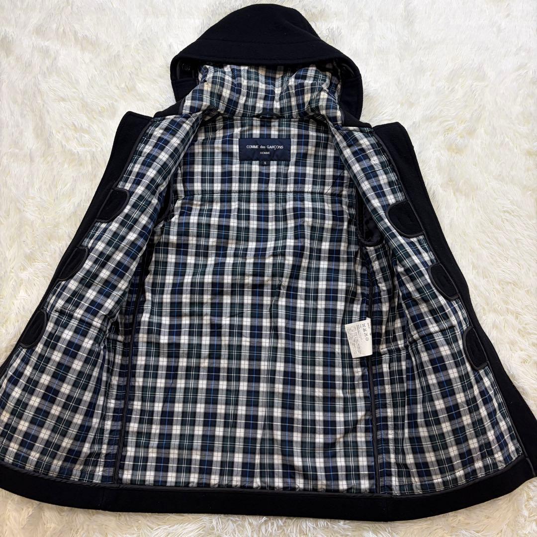 【美品】コムデギャルソンオム AD2009 ダッフルコート 裏地チェック 黒 S