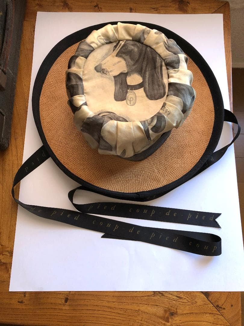クー・ドゥ・ピエ　coup de pied　ロマンティックな麦わら帽子　犬柄