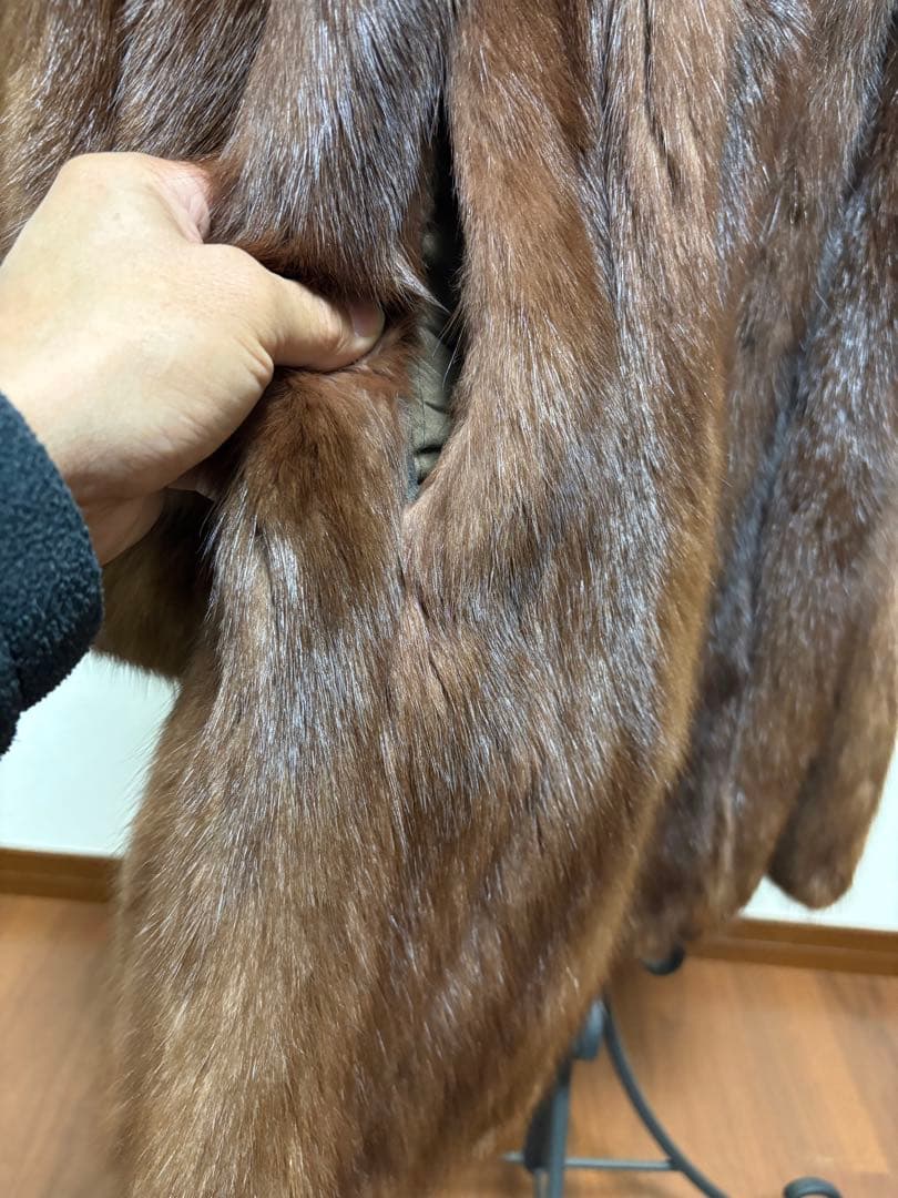 毛皮ロングコート ブラウン
