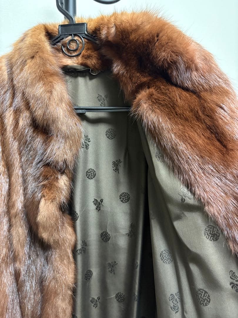 毛皮ロングコート ブラウン