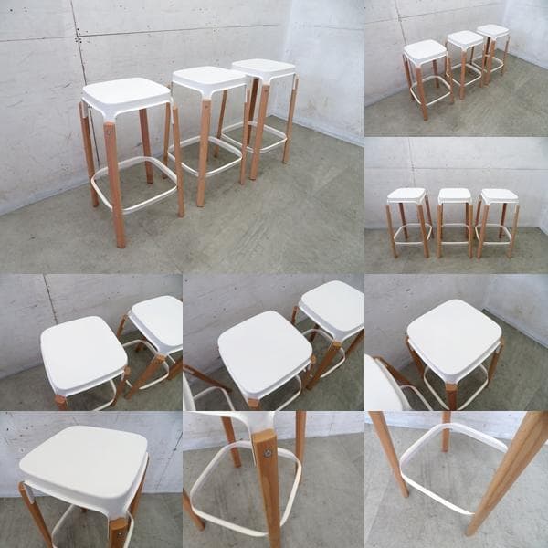 展示品■Magis/マジス■スチールウッドスツール■3脚セット■26万円■