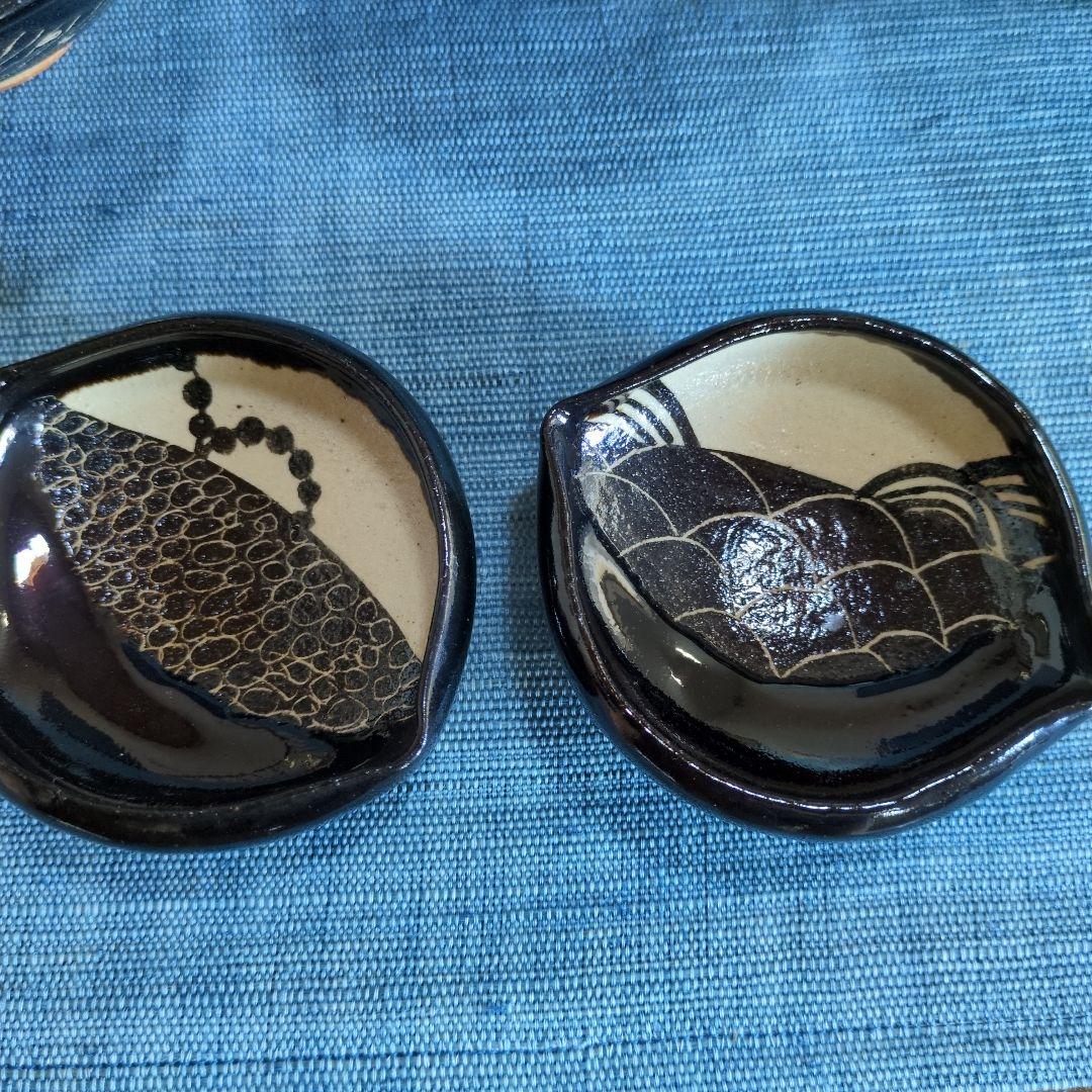 山口正文さんの黒織部お椀3点