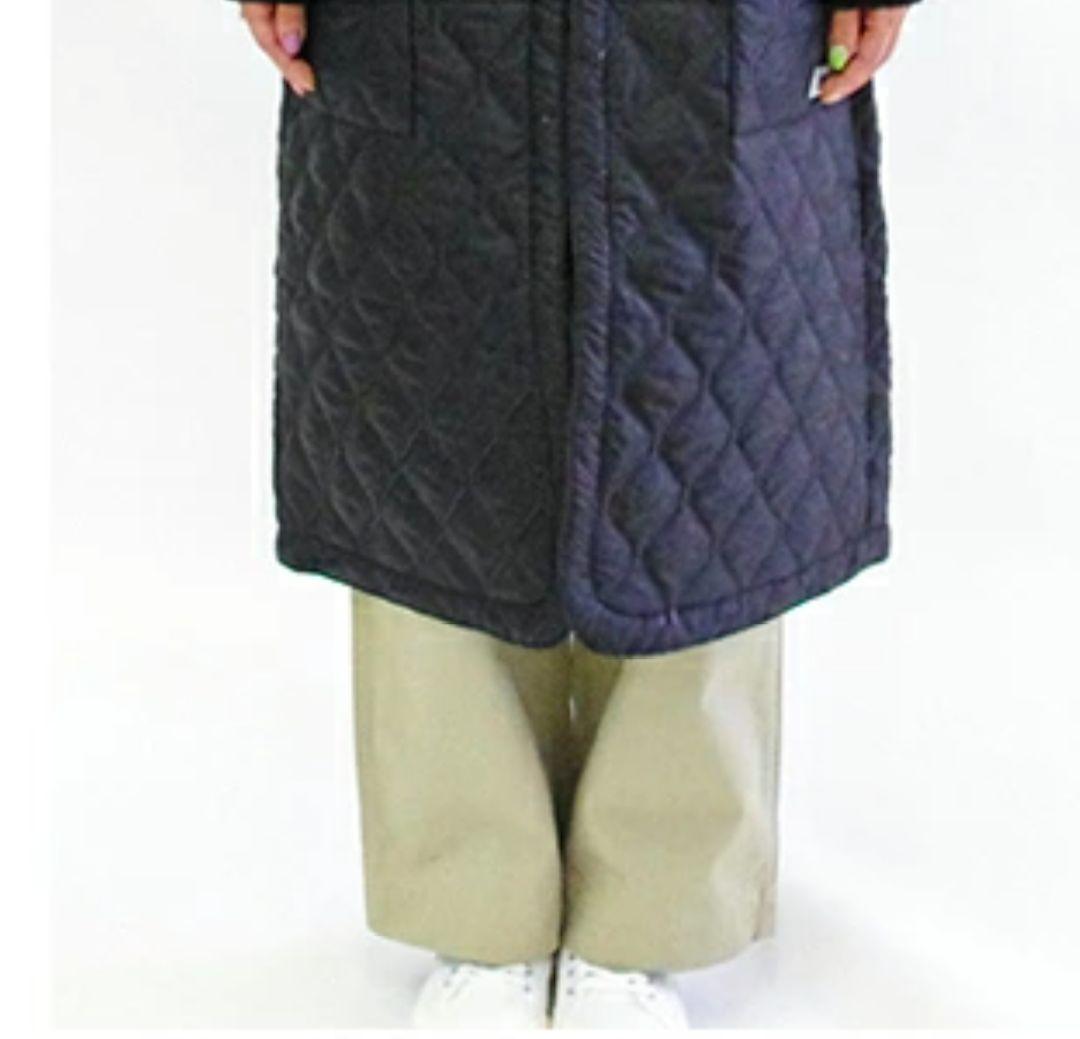 美品　アーメン　ARMEN オーバーサイズノーカラー キルティングコート ロング